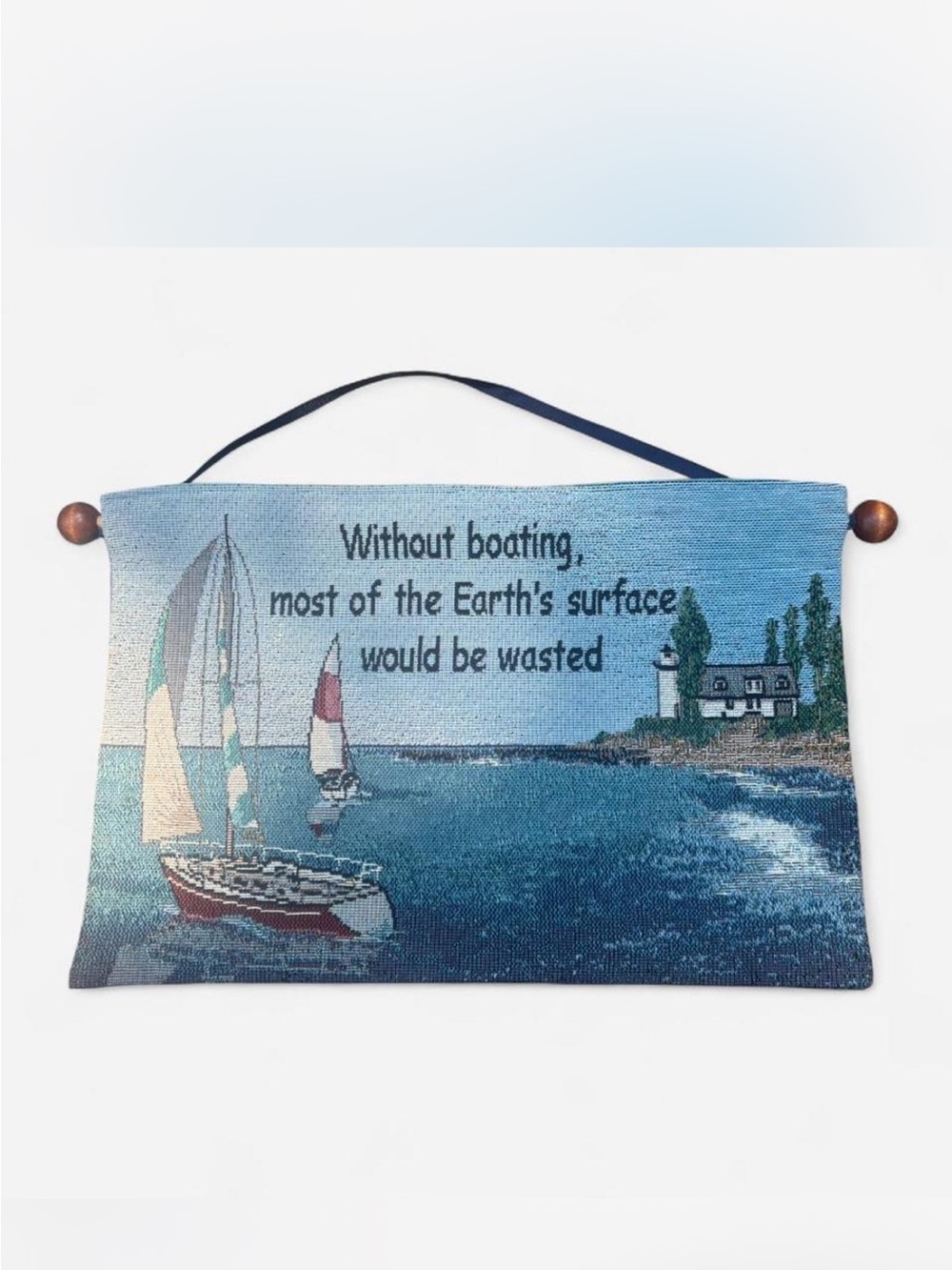 Nautical Wall Hanging with Sailboat Quote - Blue